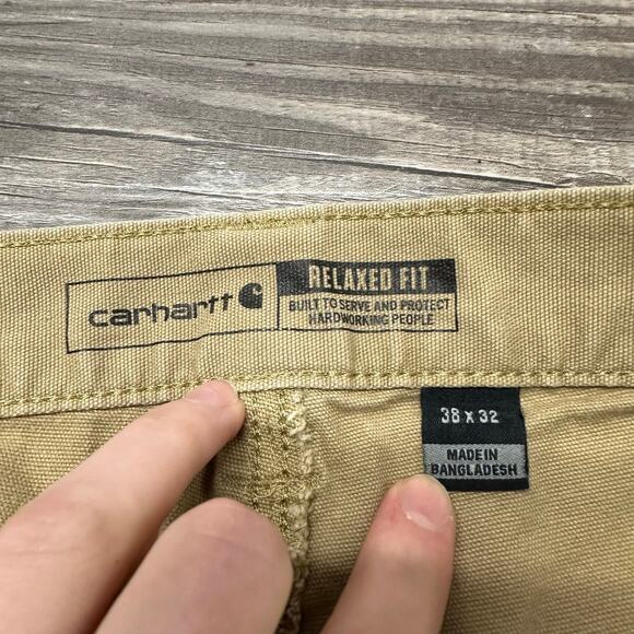 Carhartt Rugged Flex Khaki Tan Mens 37x30 Relaxed Fit‎ Straight Canvas Work Pant - Picture 4 of 12